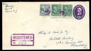 U.S. Scott 825 (2) and 820 Prexies on Reg. 1955 U534 Stamped Envelope