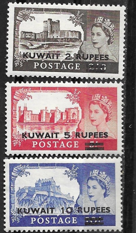 Kuwait # 117-19  Elizabeth II & Castles  1955 (3)  VF Unused  VLH