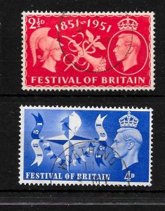 GB KGVI, 1951 SG513-514, 2½d-4d Festival of Britain Set (2) Fine Used