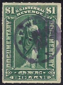 R173 1 Dollar SUPER CANCEL Documentary Commerce Stamps used F-VF