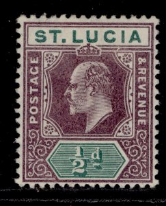 ST. LUCIA EDVII SG64, ½d dull purple and green, LH MINT. Cat £12.