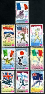 Yemen Stamps MNH XF 1968 Olympics Lot of 10 Values