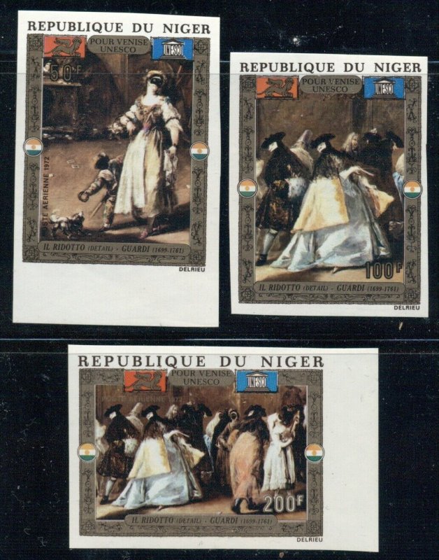 MALI MAURITANIA TCHAD NIGER: Four 1972 MNH Imperf Sets; UNESCO Venice Paintings