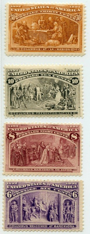 US SCOTT #235,236,237,239, Mint-F-VF-OG-NH SCV $1205 (DFP) 