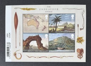 MS4124a barcode 2018 Captain Cook - Endeavour miniature sheet UNMOUNTED MINT
