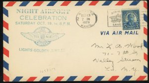 Wichita Kansas Night Airport Celebration Airmail Cover 5c Postage 1929 USA