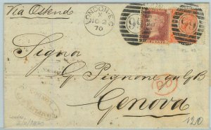 BK0694 - GB - POSTAL HISTORY - Nice FRANKING on COVER to ITALY 1870-