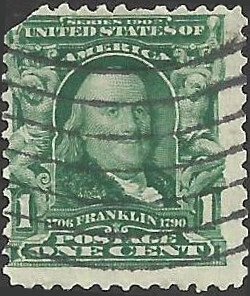 # 300 Blue Green Used fAULT Unknown Line Between 2 And E of States Ben Franklin