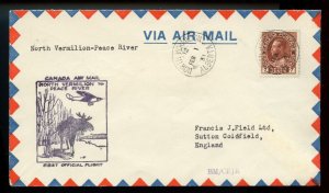 ?North Vermilion AB 7c admiral on air mail 1931 cover Canada
