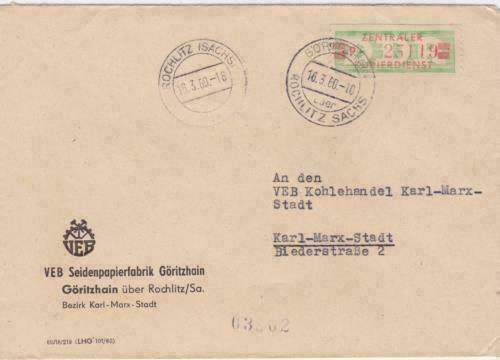 German DDR 1960 Rochlitz Gorlitz    official courier stamp cover r20180