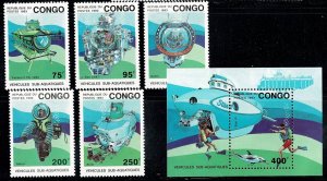 Congo Republic #1021-6 MNH cpl diving