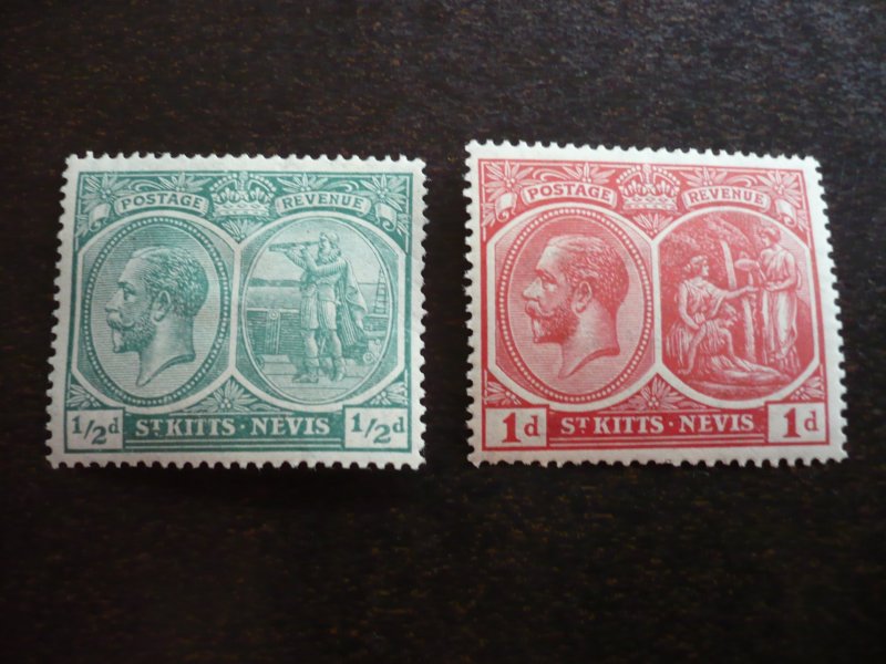 Stamps - St.Kitts-Nevis - Scott# 37-38 - Mint Hinged Part Set of 2 Stamps