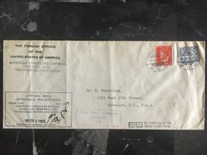 1941 Batavia Netherlands Indies Censored Cover to USA Consul Diplomatic mail