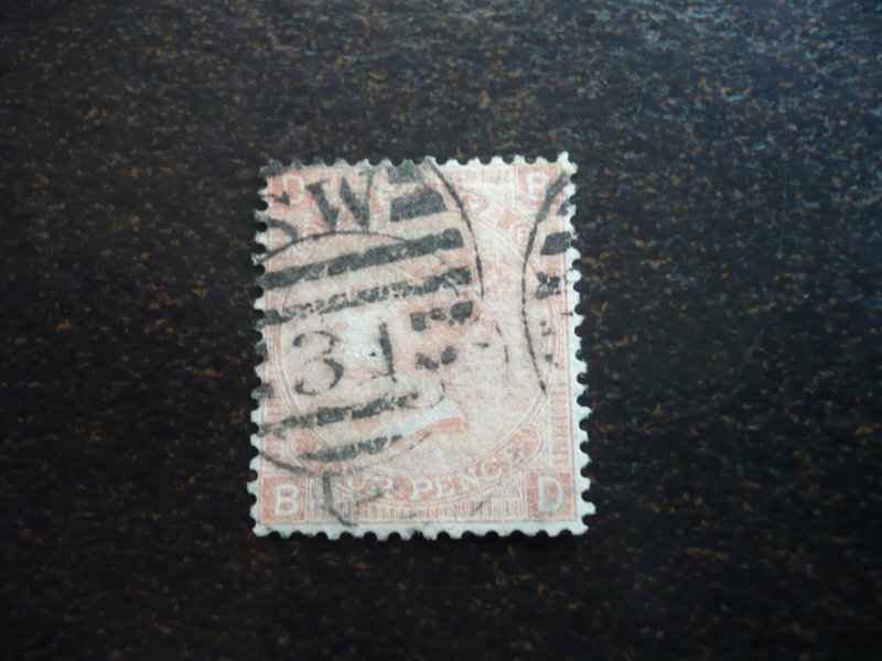 Stamps - Great Britain - Scott# 43a Plate 8 - Used Single Stamp
