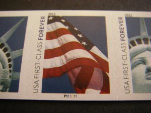 Scott 4486-87 or 4487a, Forever Liberty & Flag, PNC7 #P111111, MNH Coil Beauty