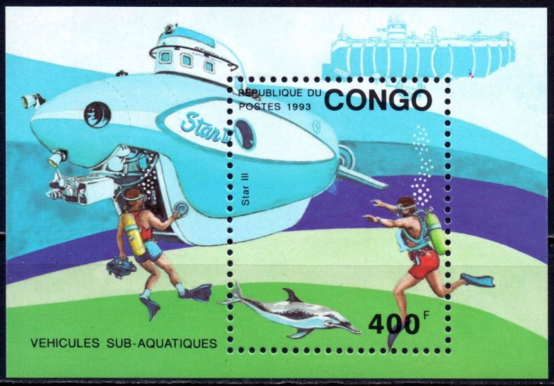 Brazzaville. 1993. bl112. Deep-water submersible Dolphin. MNH.