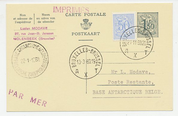 Postcard / Postmark Belgium 1960 South Pole Station