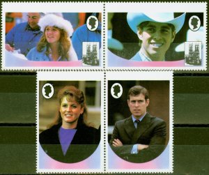 1986 Royal Wedding as of Montserrat set of 4 Inscriptions & Values Omitted Mo...