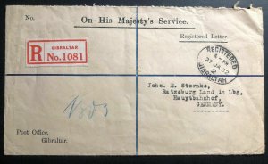 1932 Gibraltar On His Majesty Service OHMS Cover To Hauptbahnhof Germany