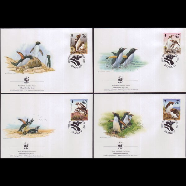 FALKLAND IS. 2002 - FDCs - 817-20 WWF-Penguins Set of 4