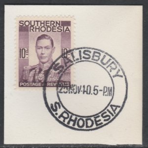 SOUTHERN RHODESIA 1937 KG6  10d on piece with MADAME JOSEPH  POSTMARK