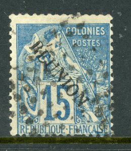 Reunion 1891 French Colonial Overprint 15¢ Blue VFU T471