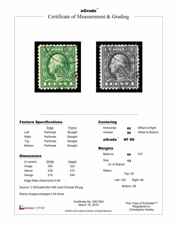 USA 498 Used XF EGrade 89