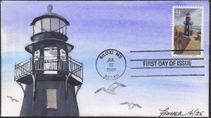 Set of 5 Fisher Hand Painted FDCs for the 2009 Gulf Coast Lighthouses Issue