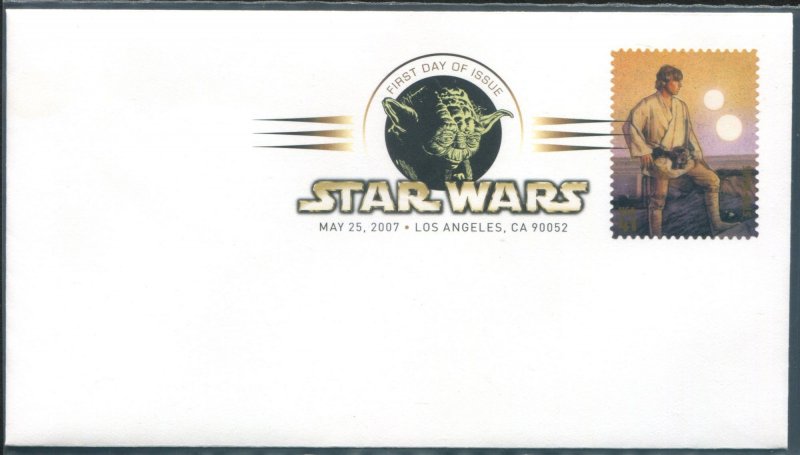 4143e US 41c Star Wars: Luke Skywalker SA, FDC colored postmark