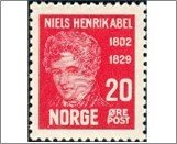 Norway Mint NK 174 Death Centenary of N. H. Abel 20 Øre Pink