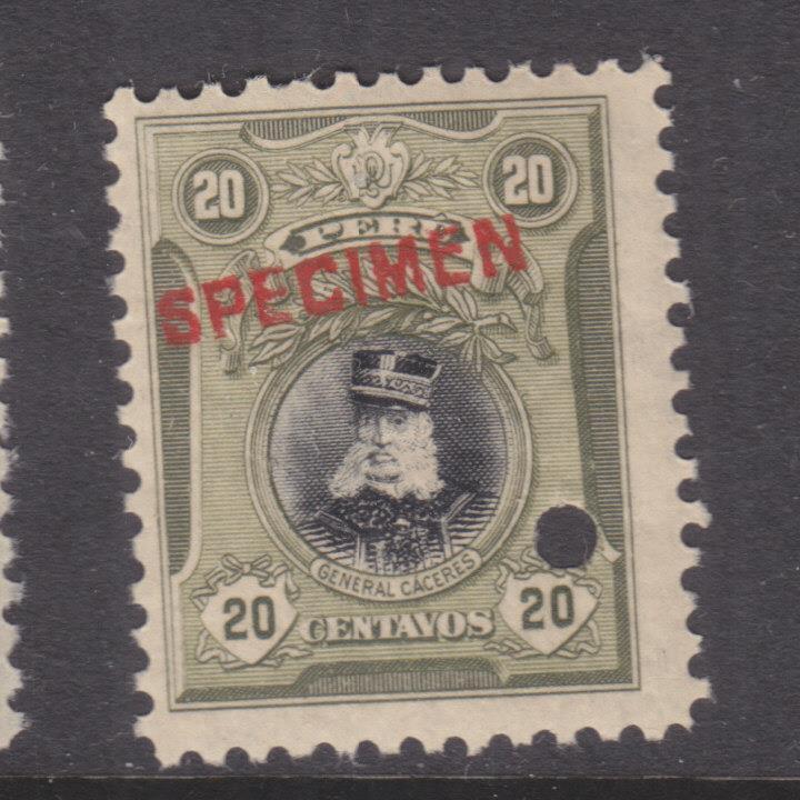 PERU, 1918 Caceres, 20c., ABN Punched Proof, SPECIMEN in Red, mnh.