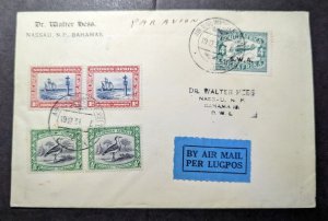 1931 South Africa Airmail Cover Windhoek to Nassau Bahamas DWL