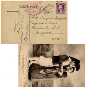 United States A.E.F. World War I Soldier's Free Mail c1918 U.S. Army Postal S...