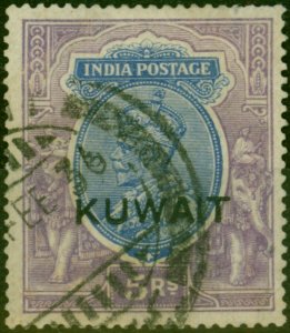 Kuwait 1923 5R Ultramarine & Violet SG14 Good Used