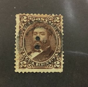 Hawaii #35 1875 double ring and 2 Holes Punched out  Scarifying Patent Cancel  