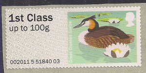 GB 2011 - 14 QE2 1st Great Crested Grebe Post & Go Umm SG FS 16 ( K356 )