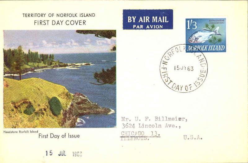 Norfolk Islands 1/3 Dreamfish 1963 Norfolk Island, First Day of Issue Airmail...