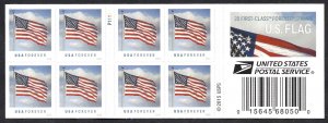 United States #5055a US Flag (2016). Double-sided booklet of 20. MNH