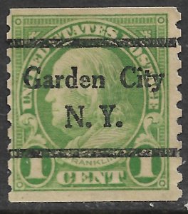 US Bureau Precancels: NY: Garden City; #597-44; 1¢ coil 1923; PSS CV $3