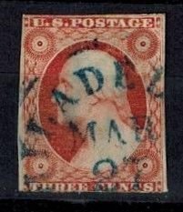 USA 11 Dull Red Type 2 Beautiful Centering  Blue Cancel