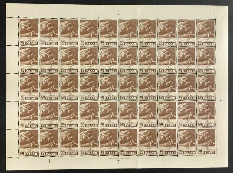 ICELAND #249, 50aur Hekla in Sheet of 50, NH, VF, Scott $125.00