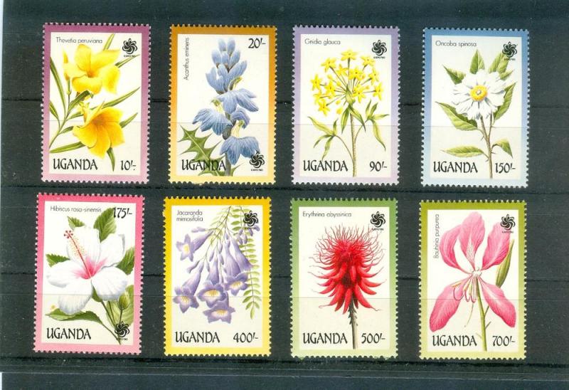 Uganda - Sc# 757-64. 1990 Flowers, Fauna. MNH $9.40.