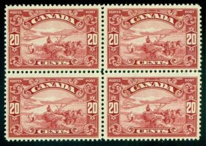 CANADA #157 20¢ dark carmine, Block of 4, 2NH/2LH, Scott $370.00