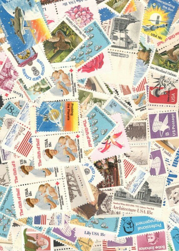 US Discount Postage Stamps 100  (18 cent Stamps) Mint FREE SHIPPING