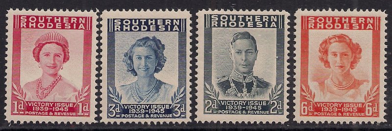 Southern Rhodesia 1947 KGV1 Set 4 Victory stamps Umm SG 64 - 67 ( E1454 )