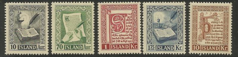ICELAND  278-282  MINT HINGED,  MANUSCRIPTS