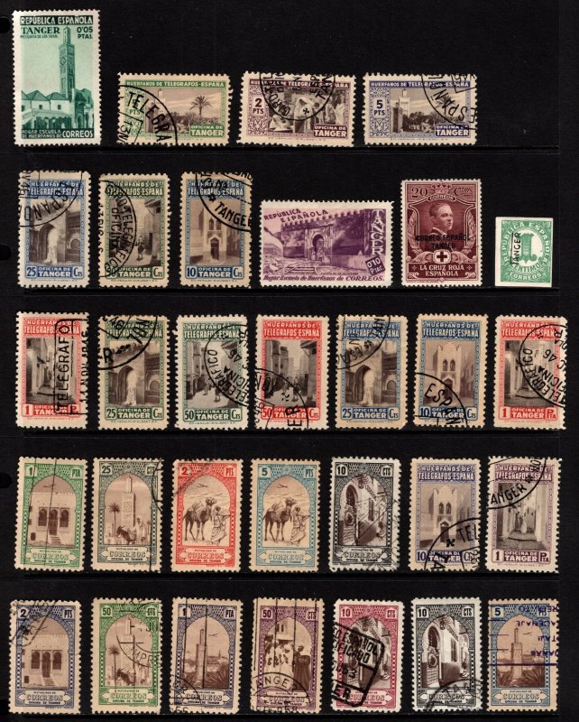 Vintage Spanish Tangiers Value Pack 48 Assorted Stamps Mixed Condition