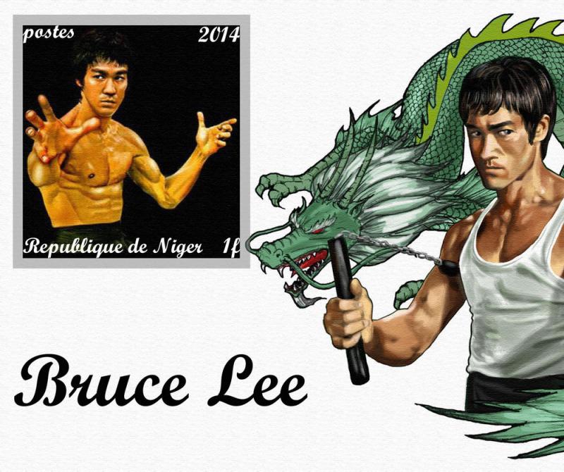 NIGER SHEET IMPERF 1F BRUCE LEE CINEMA ACTORS