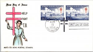 Philippines FDC 1959 - Help Fight TB - 25c+5c / 25c+5c Stamp - Pair - F43205