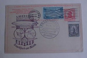 US  ZEPPELIN on POSTAL CARD NEW YORK 1936 MAY 11 B/S FRANKFURT HINDENBURG